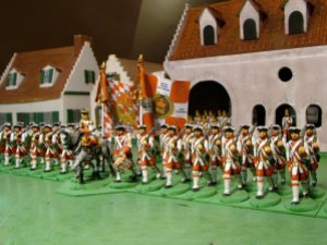 Regiment von Eintopf on parade with its brand new colours flying